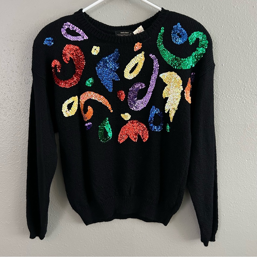 Vintage Renee Tener for Jeanne Pierre Wool Blend Sequined Sweater Women’s M NWT